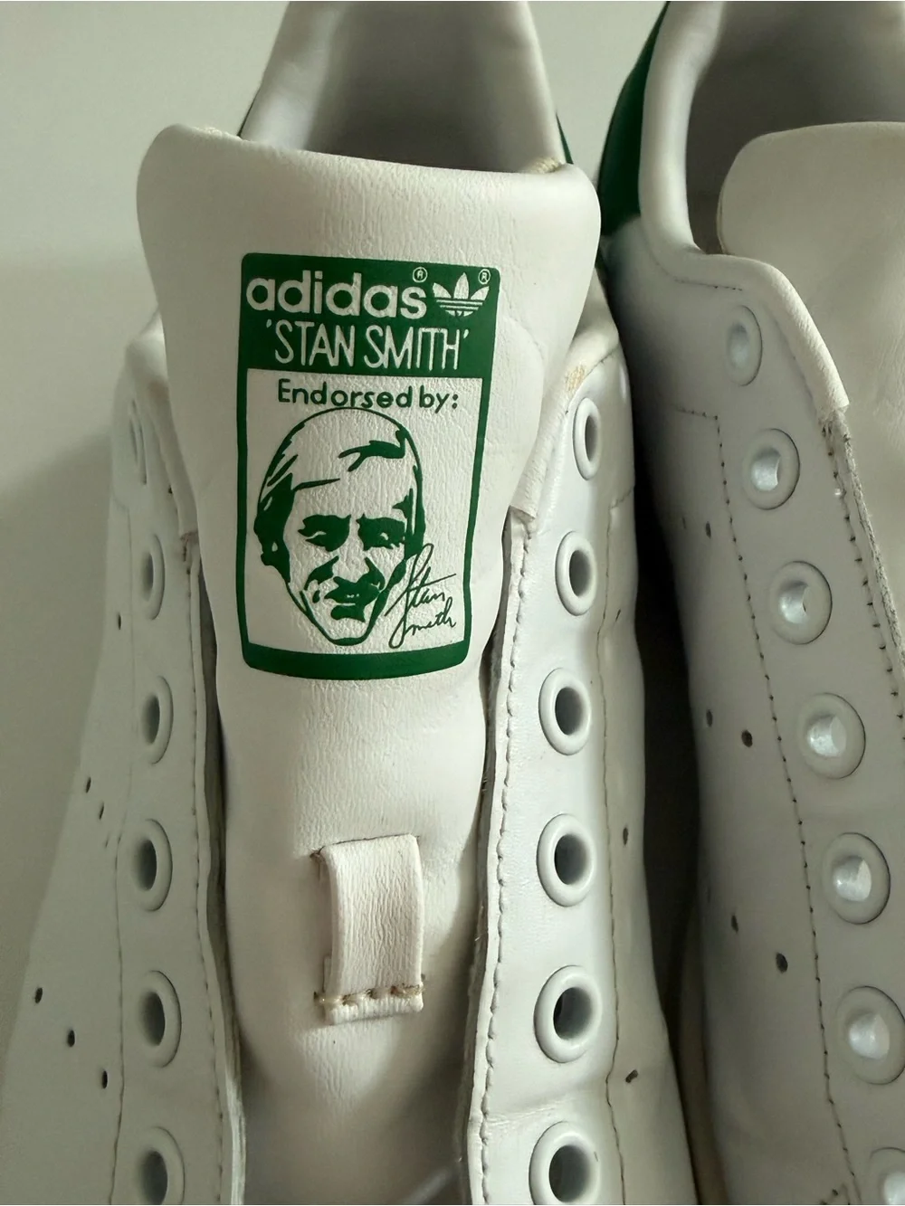 Adidas Stan Smith White Green Leather Sneakers Men’s US 8 Low Top Shoes No Laces